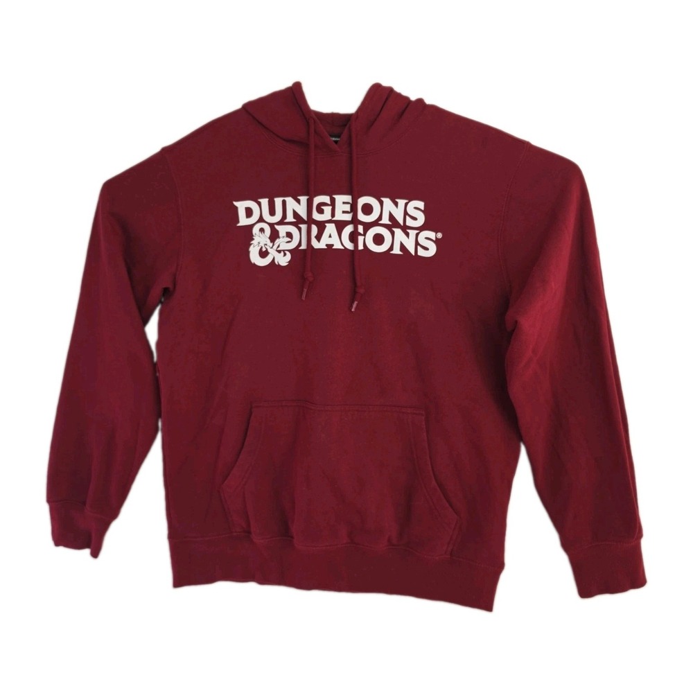 Dungeons & Dragons Hoodie Men's M Burgundy Red Graphic Prints Front, Back